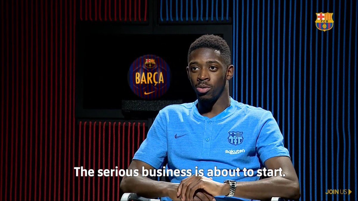 Ousmane Dembélé grinning: the serious business is about to start